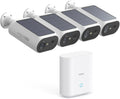 2K QHD Solar Security Cameras Wireless Outdoor System, 4-Cam-Kit | 2K Color Night Vision, Solar Powered, Stren&Light Alarms, 2Mins DIY Installation, No Subscription Required